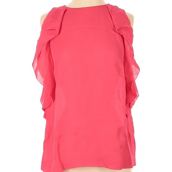 KATE SPADE Coral Pink Viscose Ruffle Accent Blouse - Picture 1 of 6